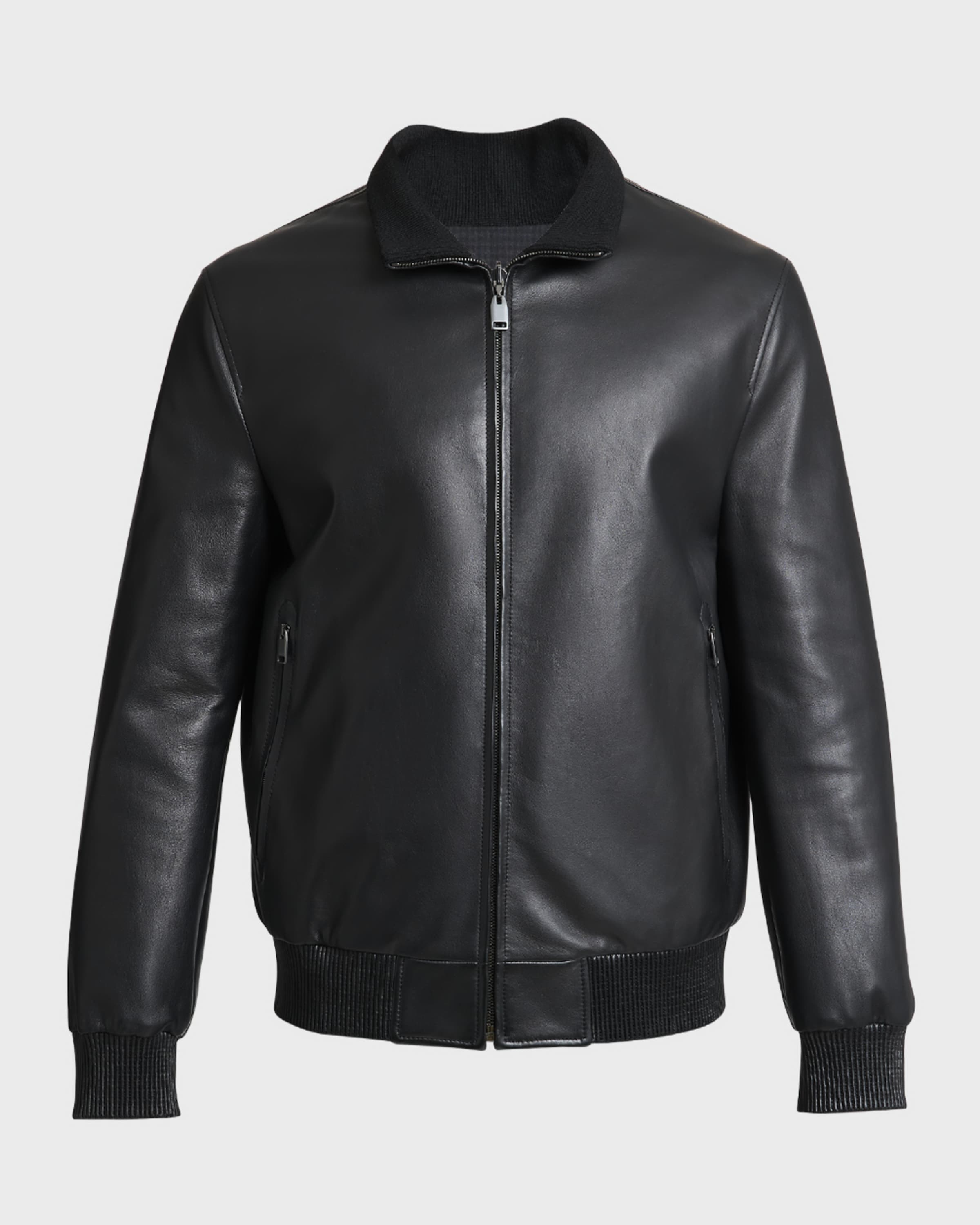 Men's Reversible Leather Blouson Jacket - 1