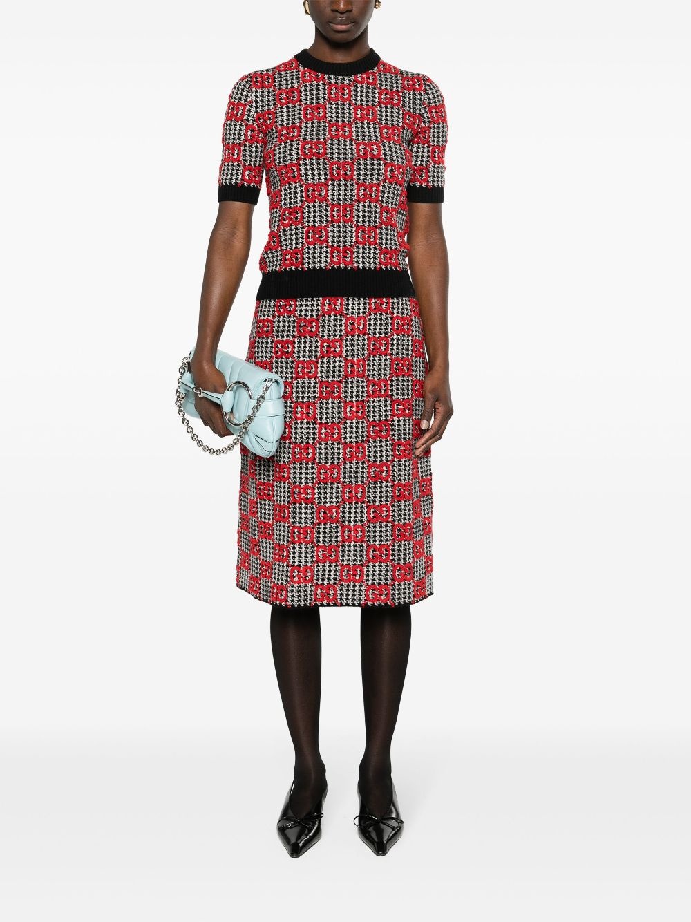 GG-jacquard knitted wool top - 2