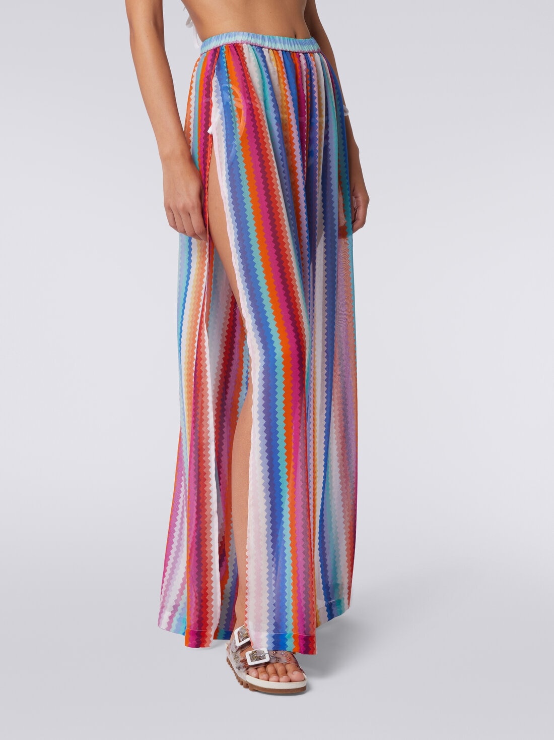 Cover up trousers in zigzag cotton and silk - 5