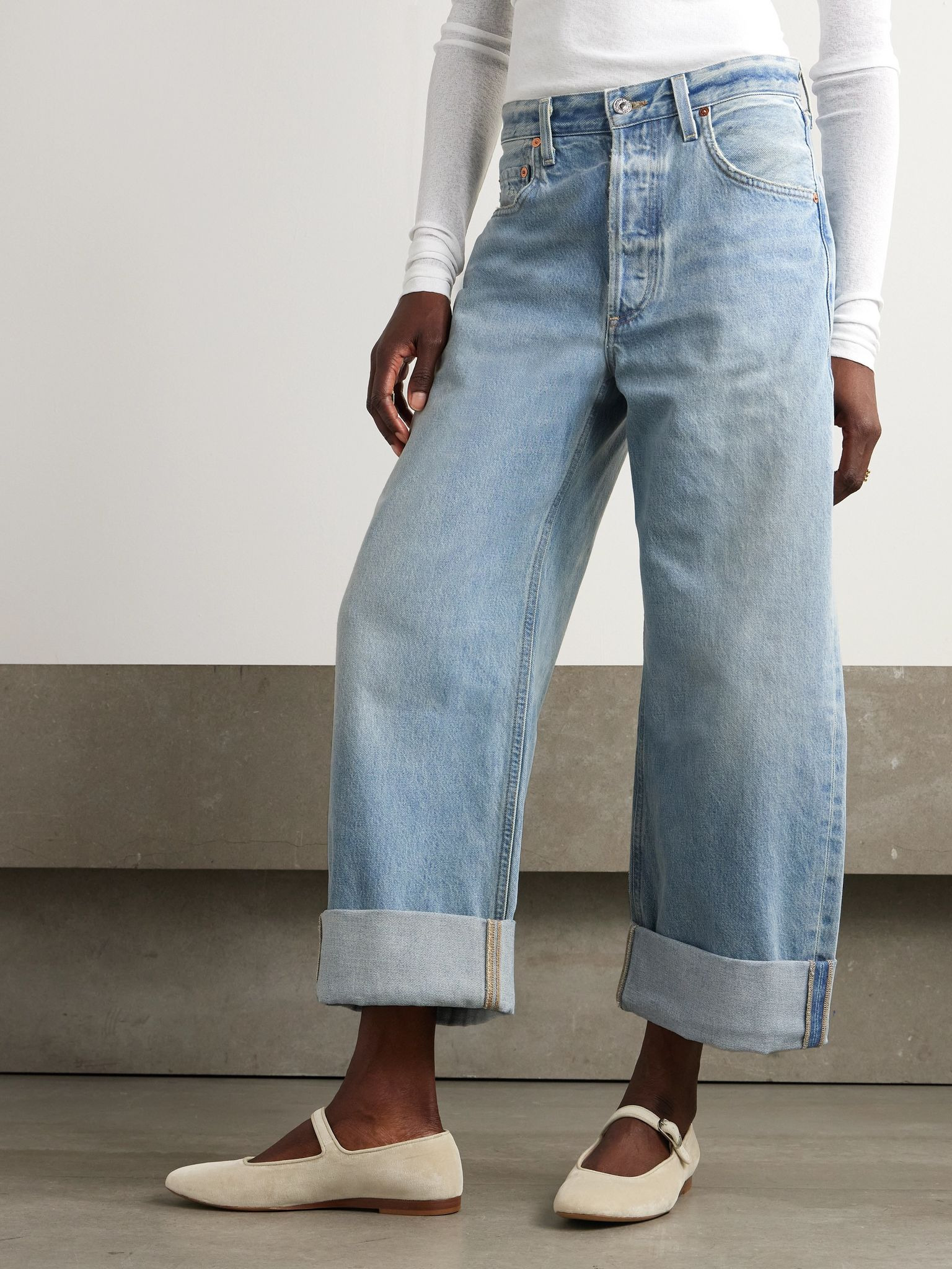 Ayla Baggy high-rise wide-leg organic jeans Light blue - 3