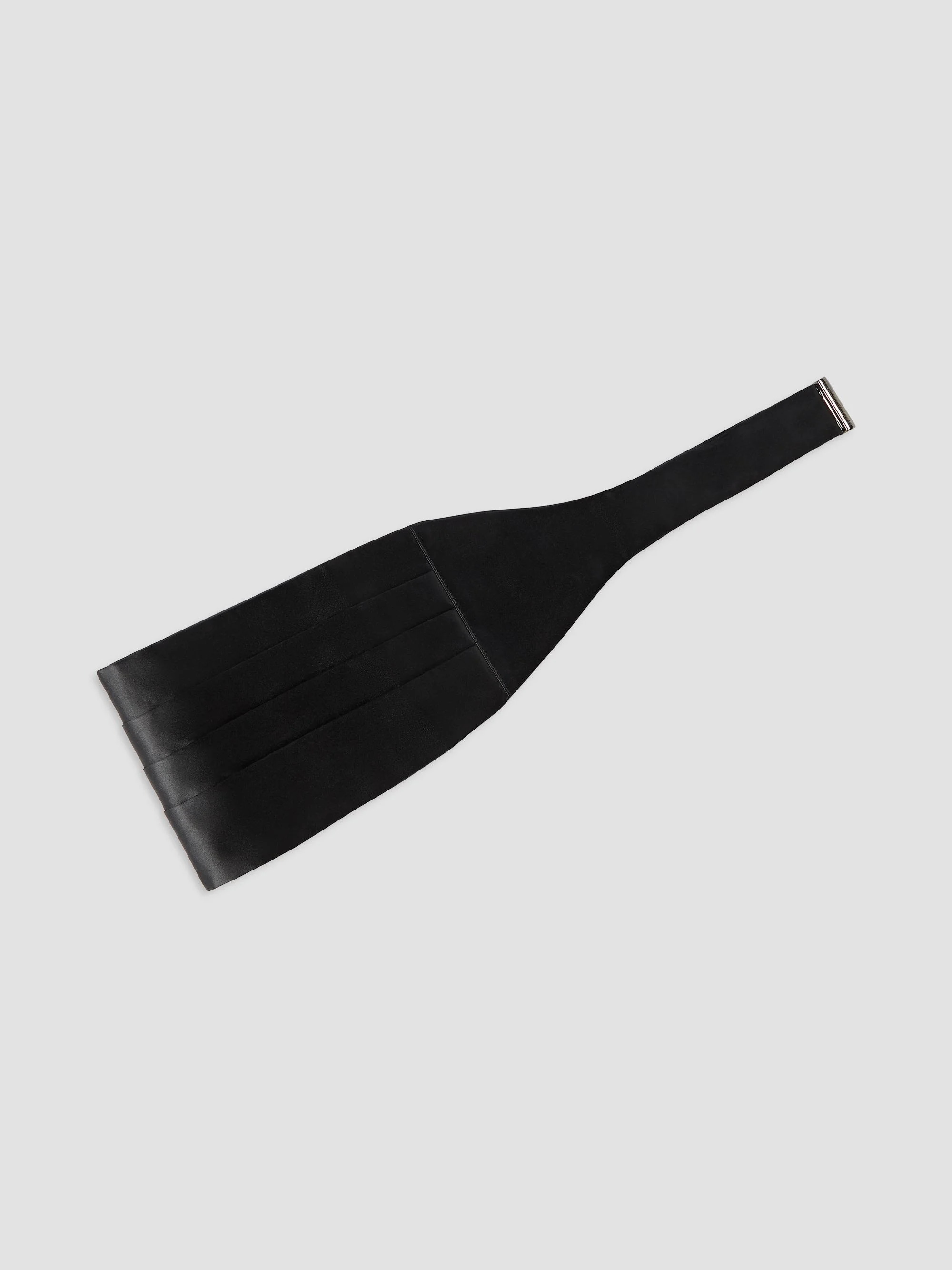 Men's Silk and Cotton Satin Cummerbund - Black - 1