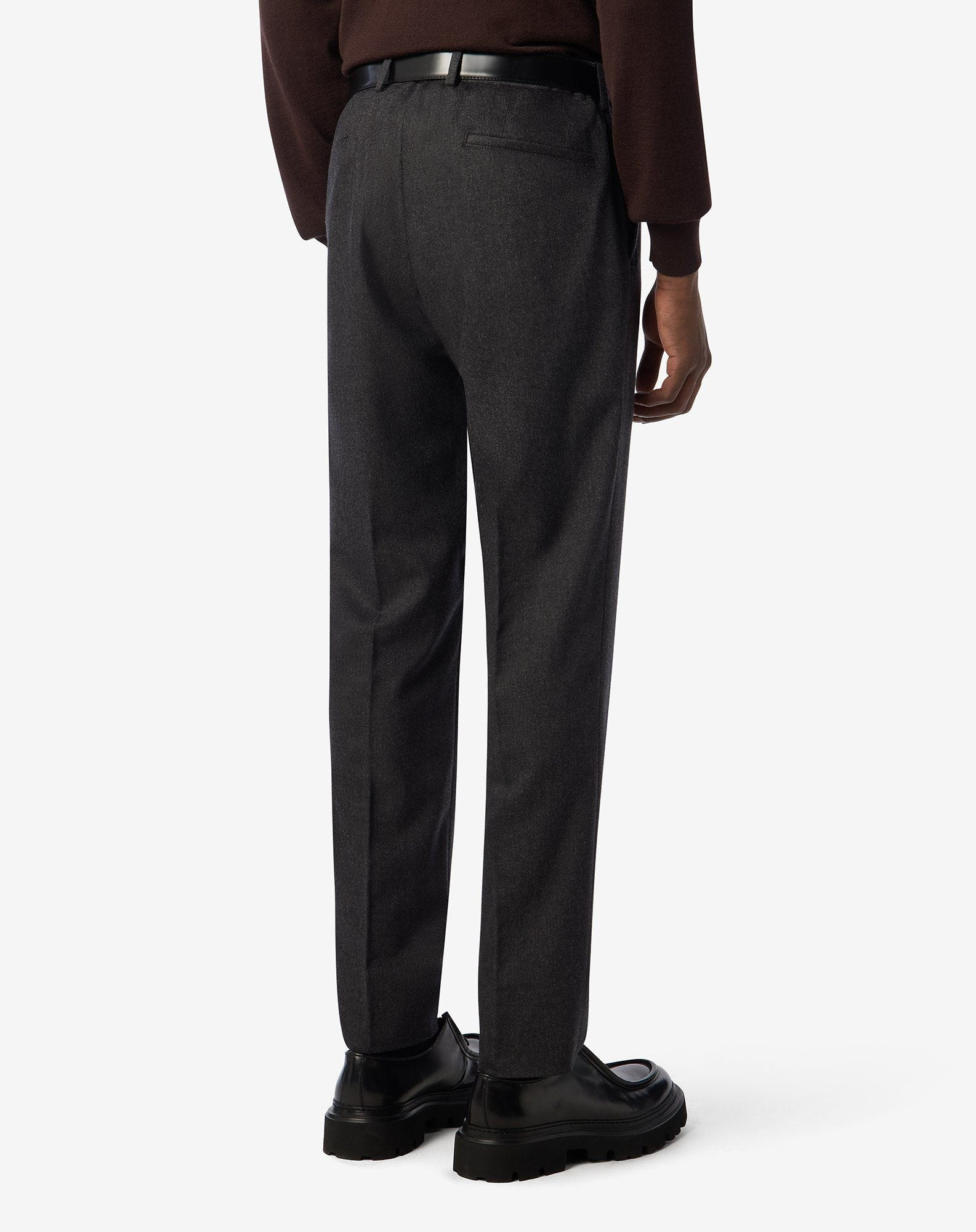 Dark grey wool and stretch cashmere chinos - 4
