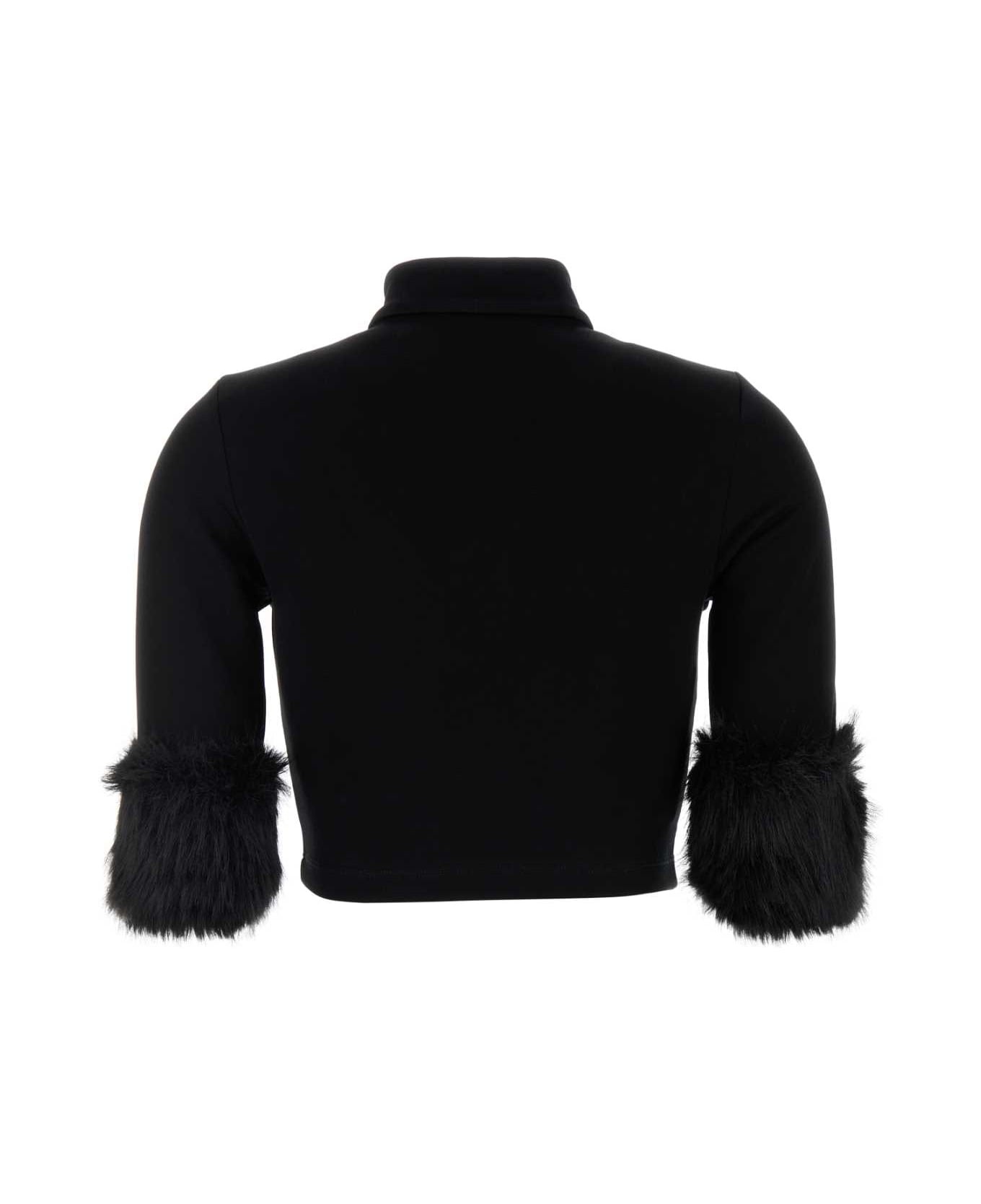 Black Cotton Blend Jacket - 2
