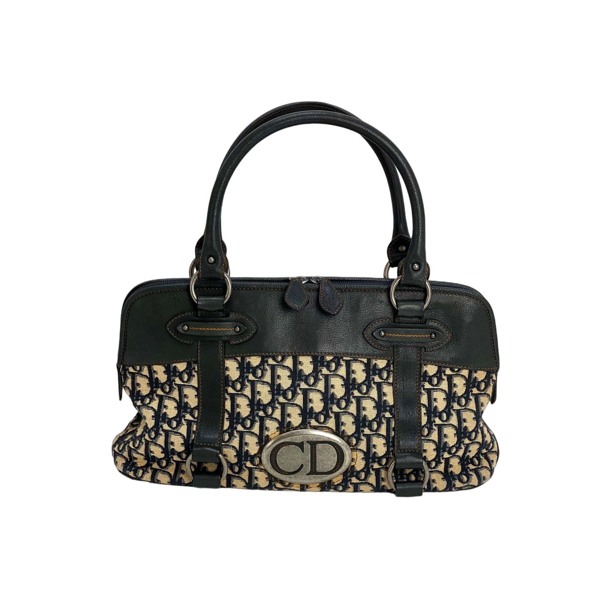 CHRISTIAN DIOR Monogram Trotter CD Blue Canvas Hand Bag - 1