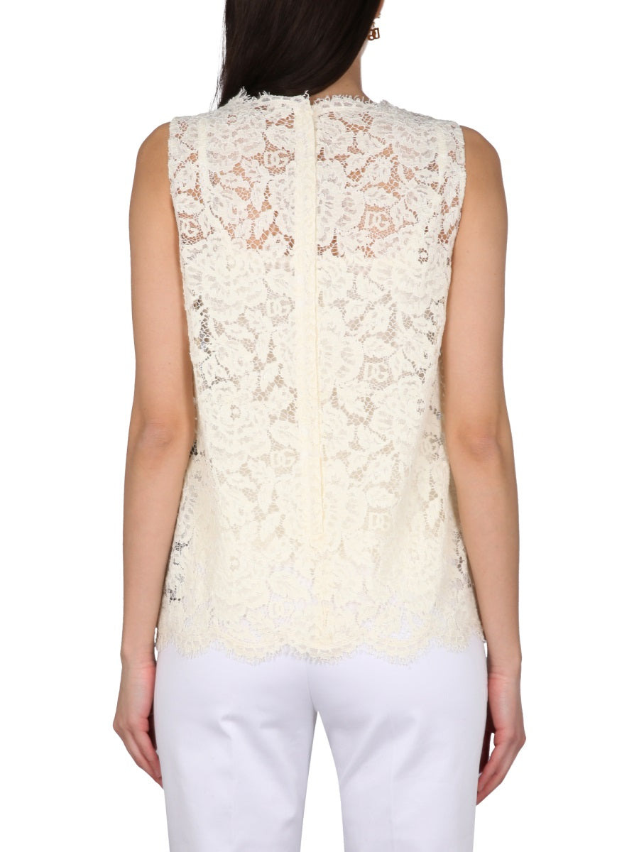 Logoed Stretch Lace Top - 3