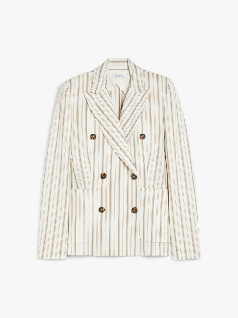PENSILE Slim-fit blazer in a patterned cotton and linen - 1