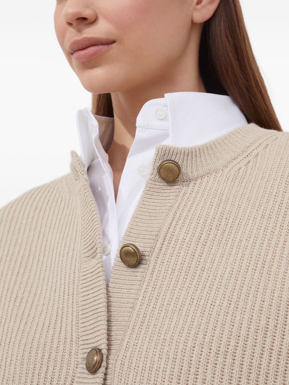 English ribbed-knit button-up cardigan - 6