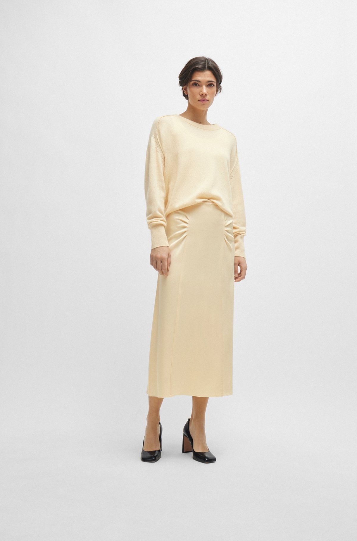 HIGH-WAISTED A-LINE SKIRT WITH GATHERED DETAILS - 3