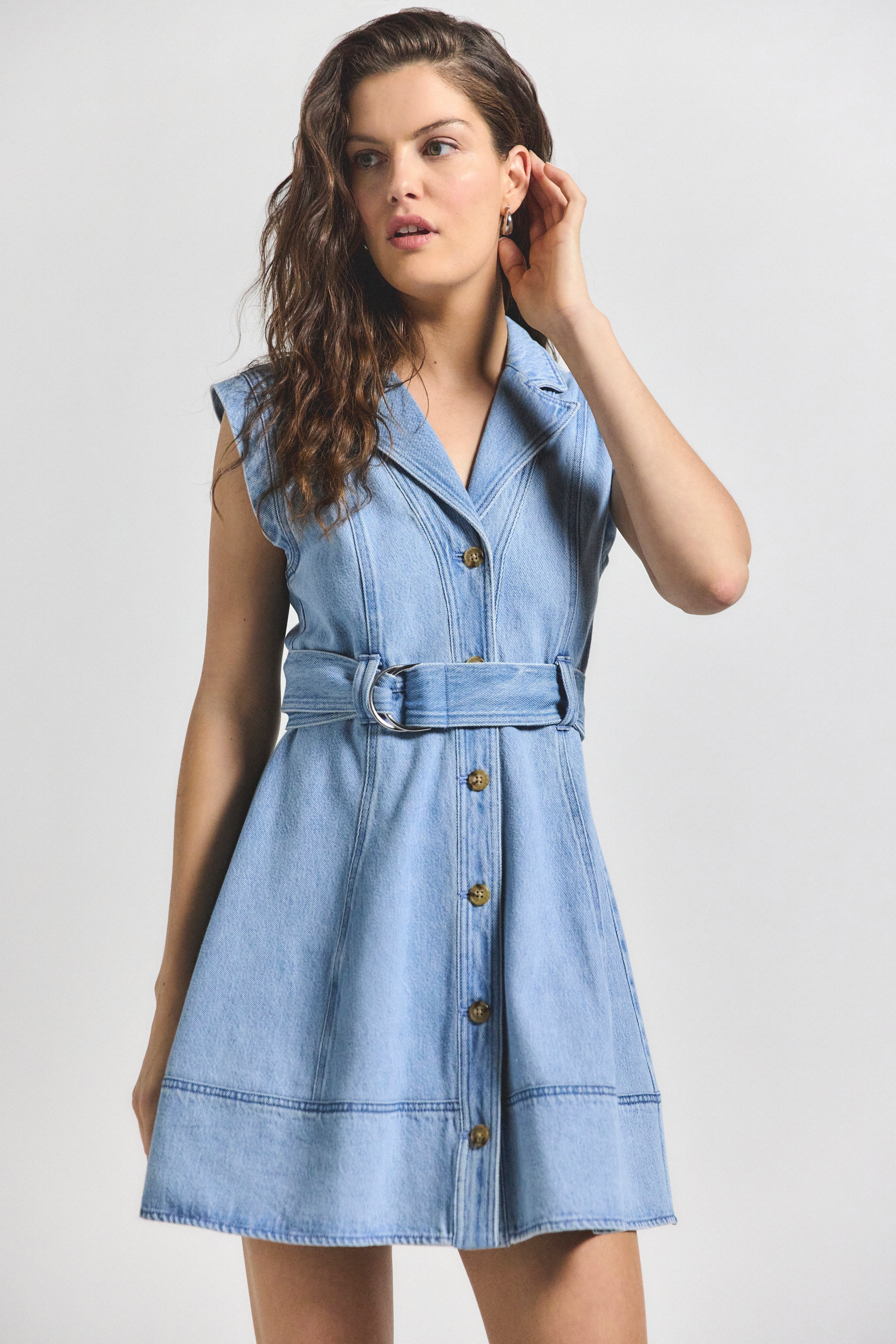 LYA BELTED DENIM DRESS - 5