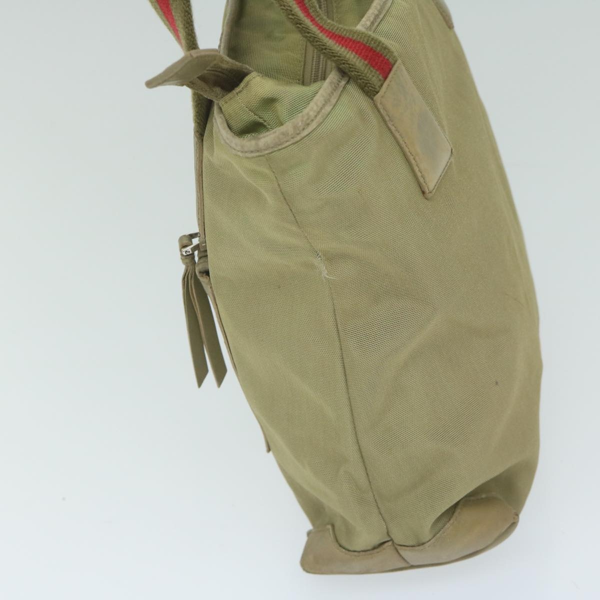 GUCCI Sherry Line Hand Bag Nylon Khaki Red 019 0402 019 0402 - 3