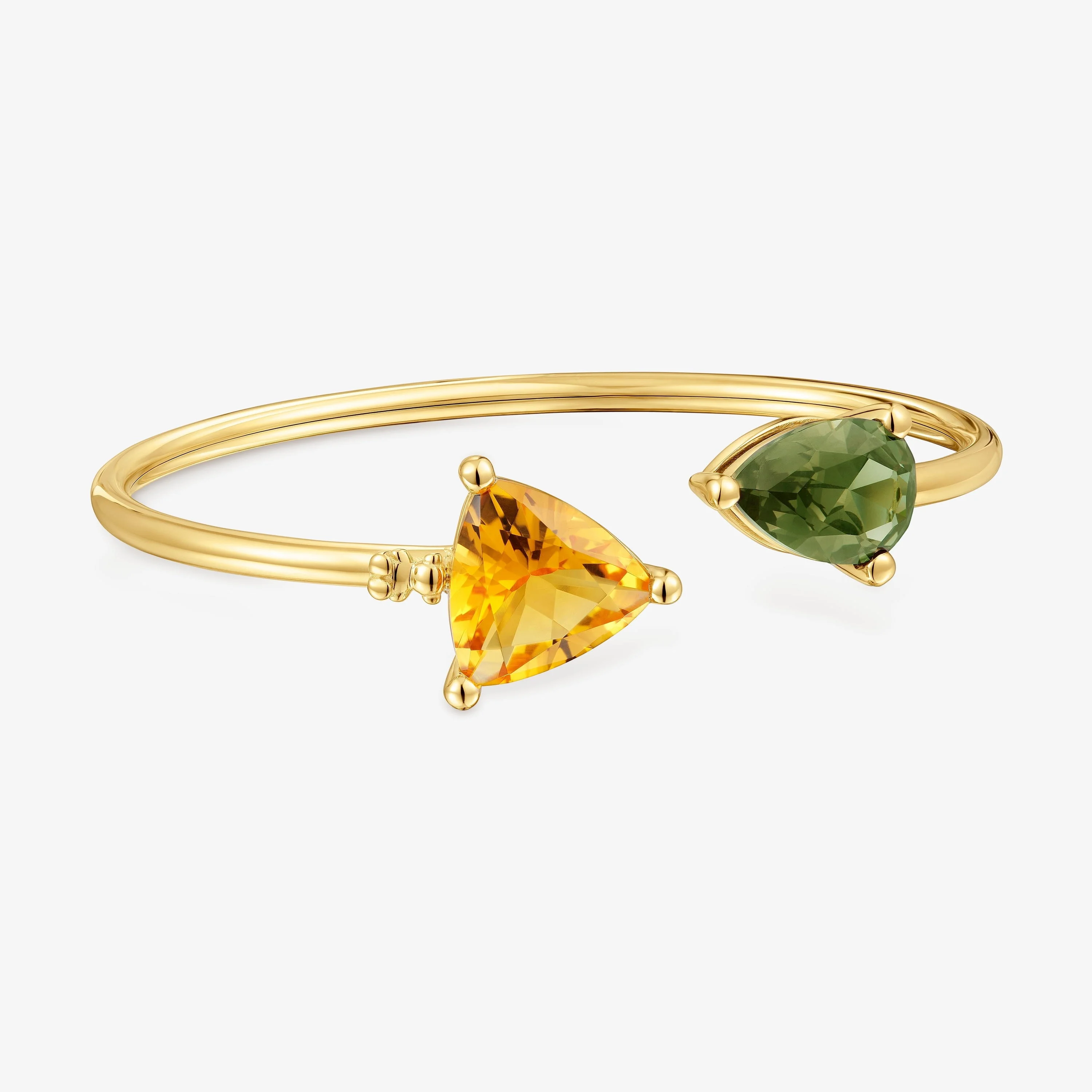 Bangle in 18K gold vermeil and lab-grown citrine and green spinel TOUS Color LGG - 1