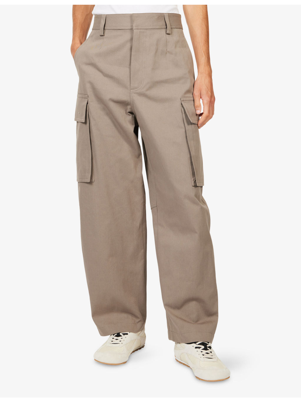 Barrel-Leg Flap-Pocket Cotton-Twill Trousers - 3