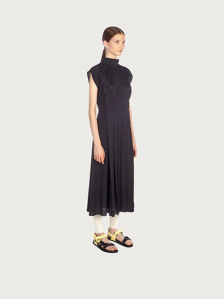 PLEATED SILK DRESS - 3