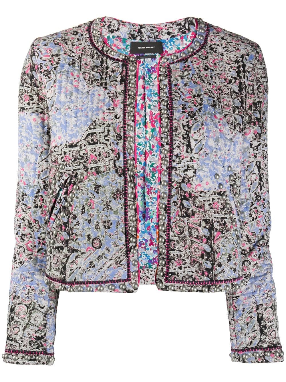 paisley print cropped jacket - 1