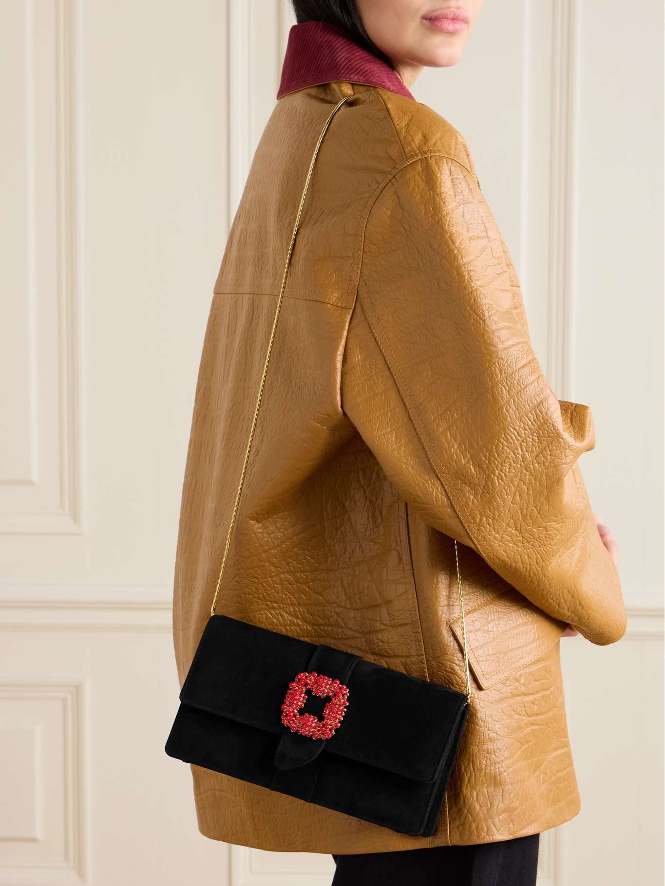 Capri embellished suede clutch Black - 7