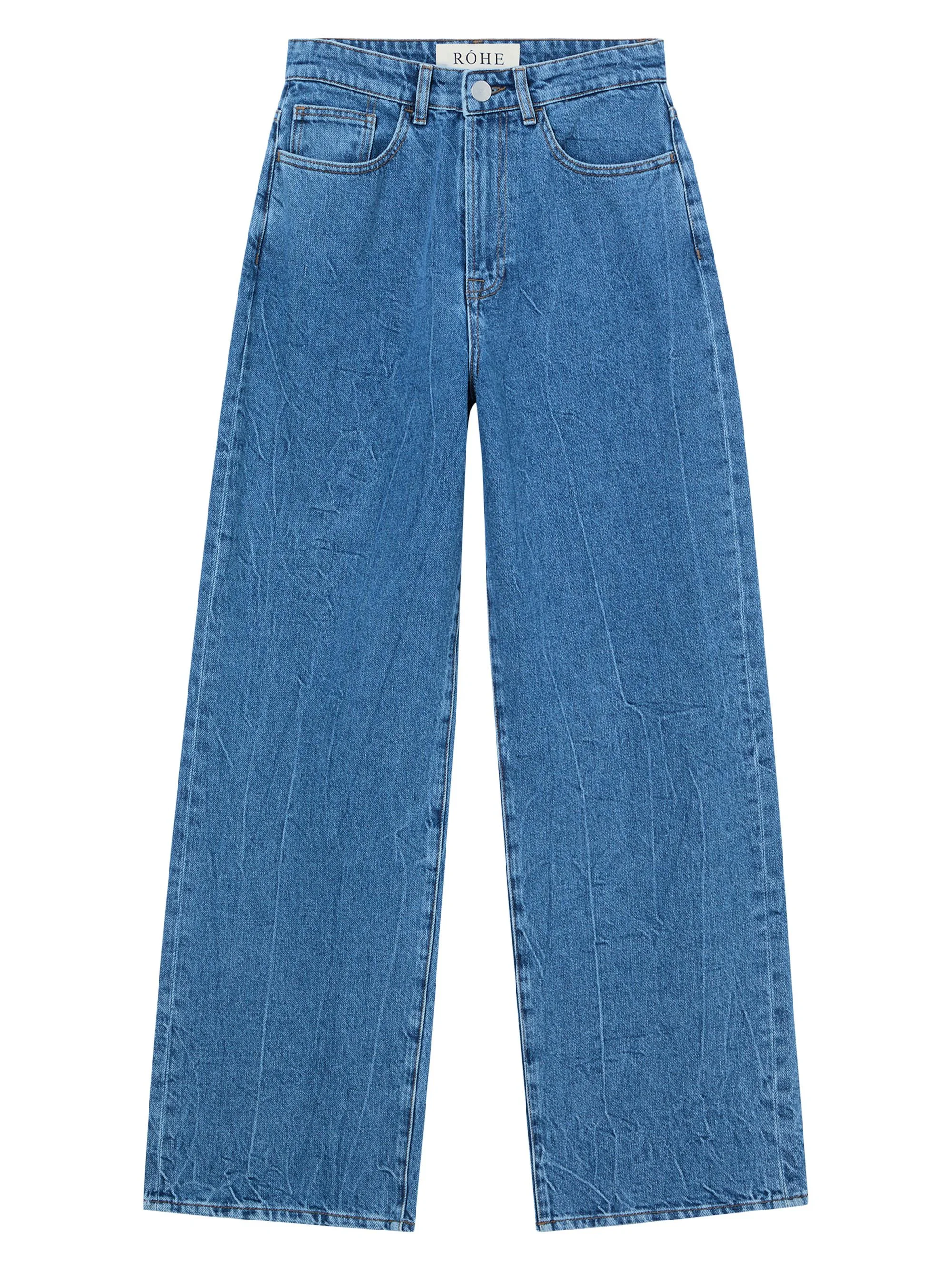Women's Baggy Wide-Leg Low-Rise Jeans - Mid Denim Blue - 1