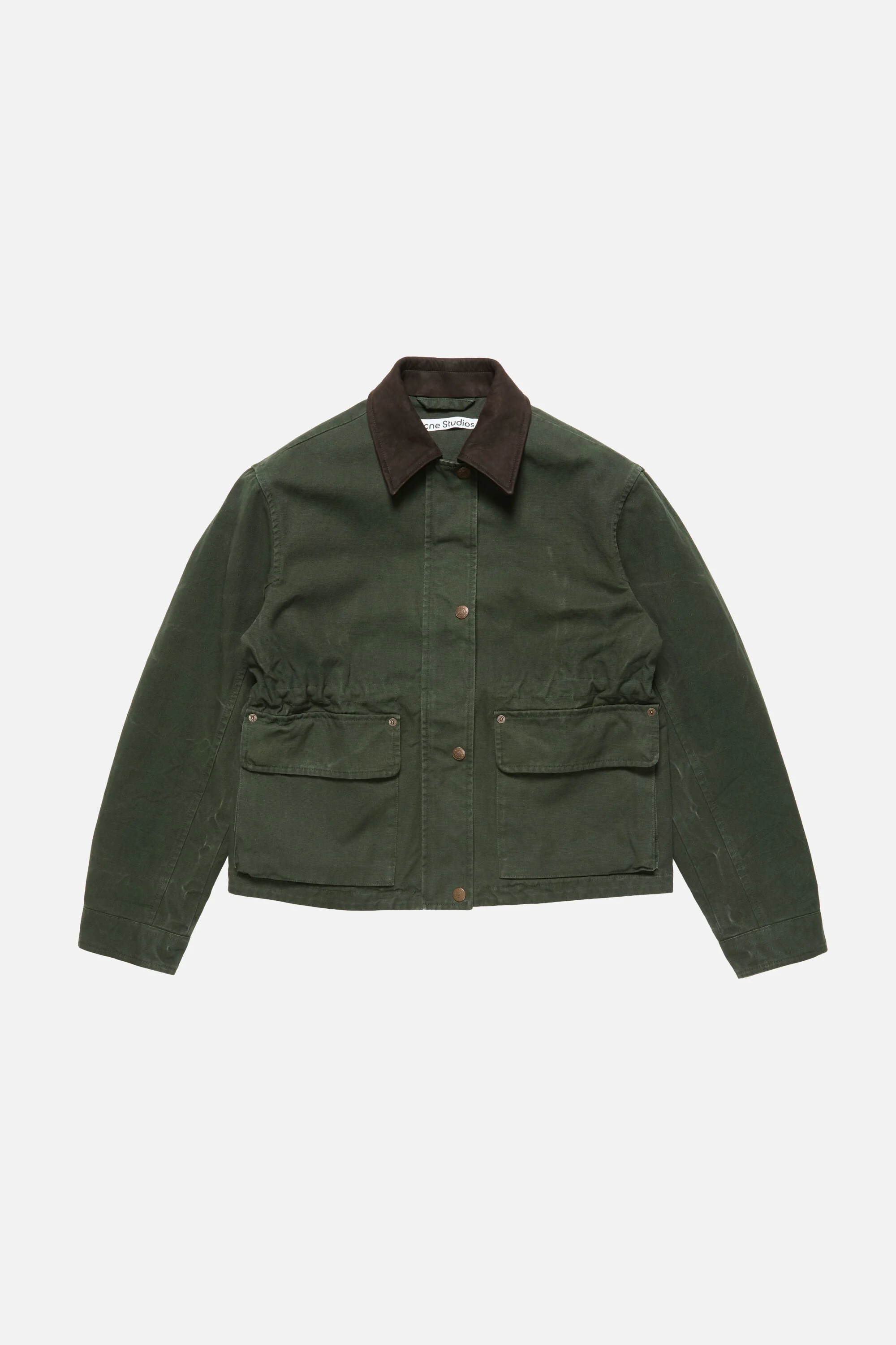 Washed canvas blouson jacket - Dark green - 1