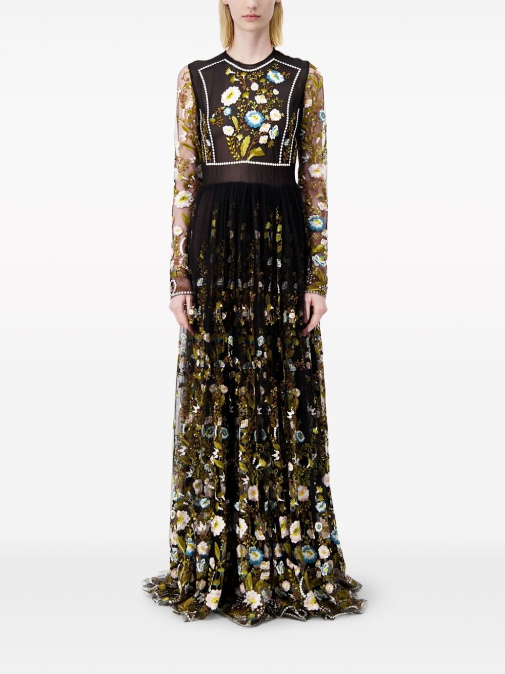 Ramages-embroidered silk-tulle gown - 2