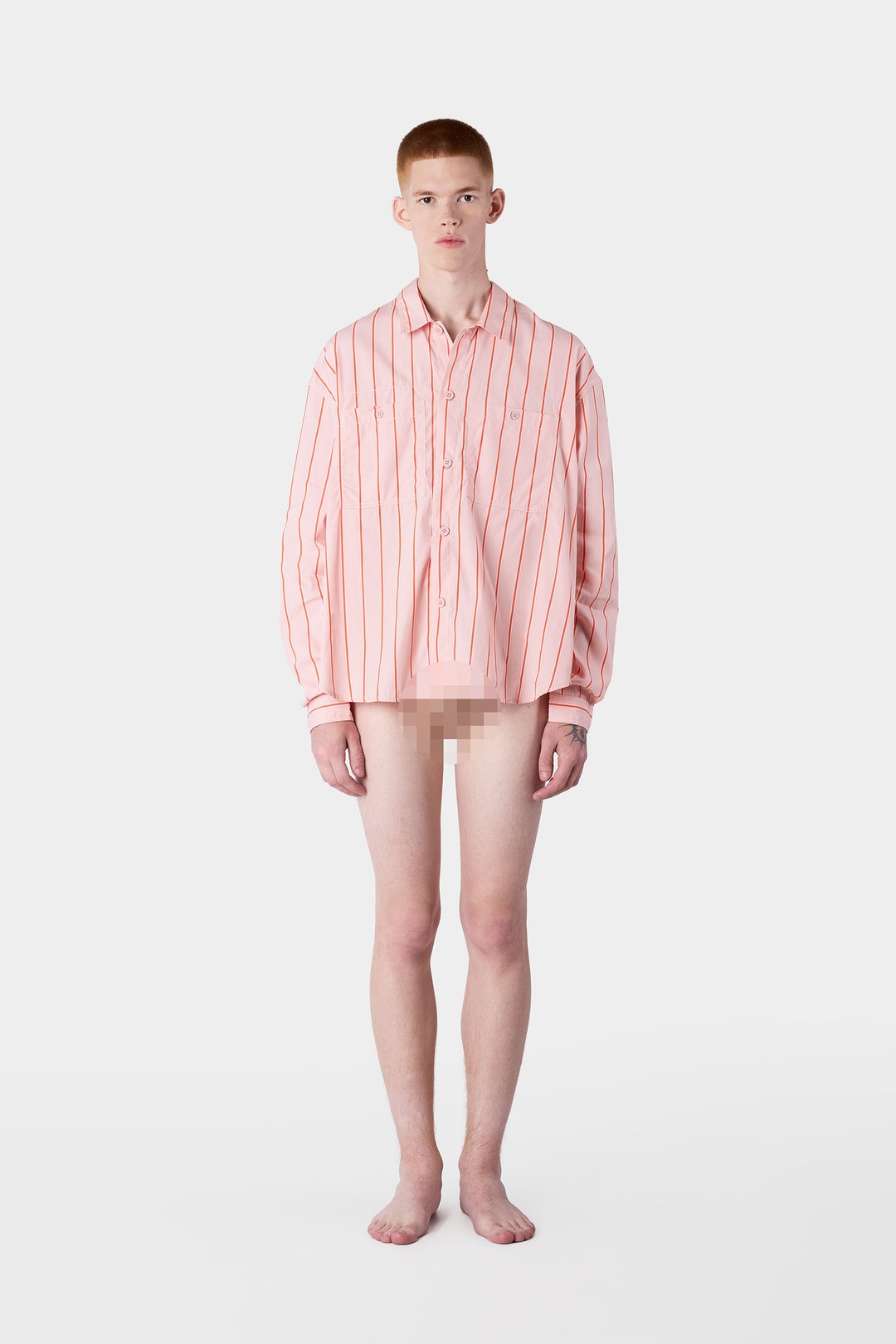 STRIPED OVER SHIRT / pink - 4