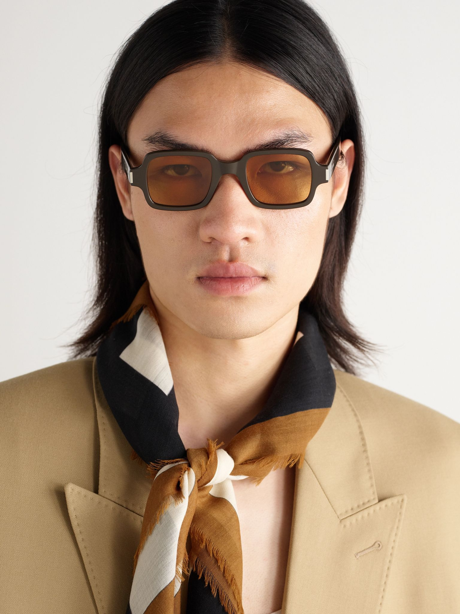 Rectangular-Frame Acetate Sunglasses Dark brown - 2