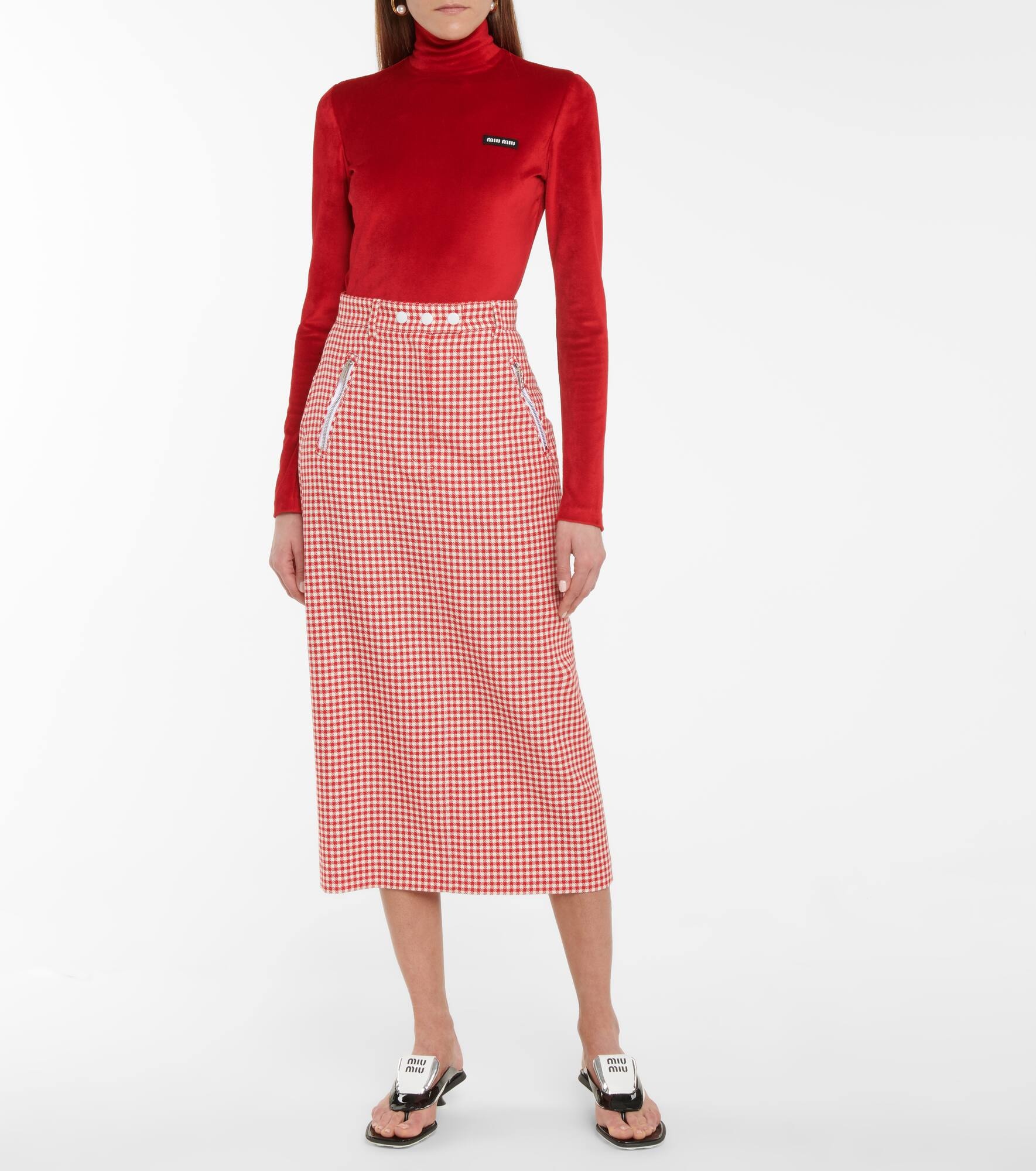 Houndstooth virgin wool pencil skirt - 2