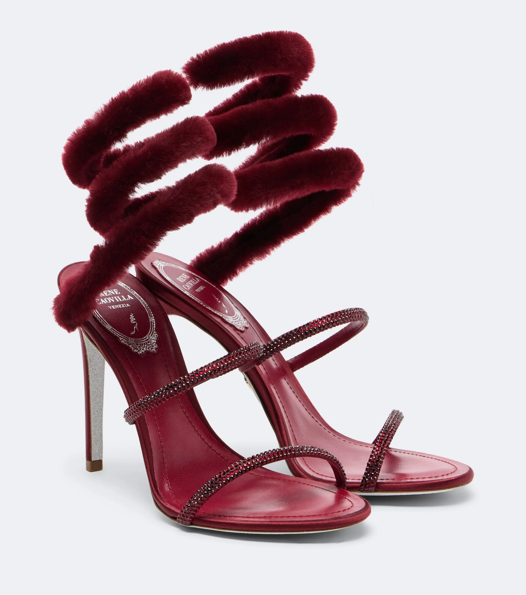 Cleo embellished shearling-trimmed sandals - 1