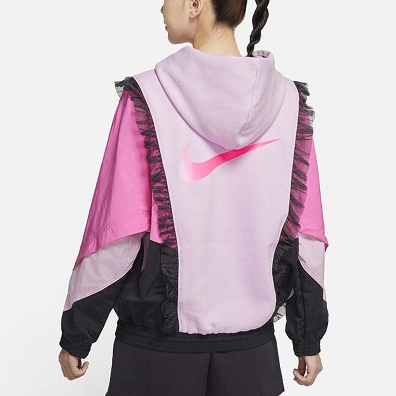 (WMNS) Nike Sportswear New Year Contrast Color Stitching Lace Fleece Lined Stay Warm Pullover Hoodie - 4