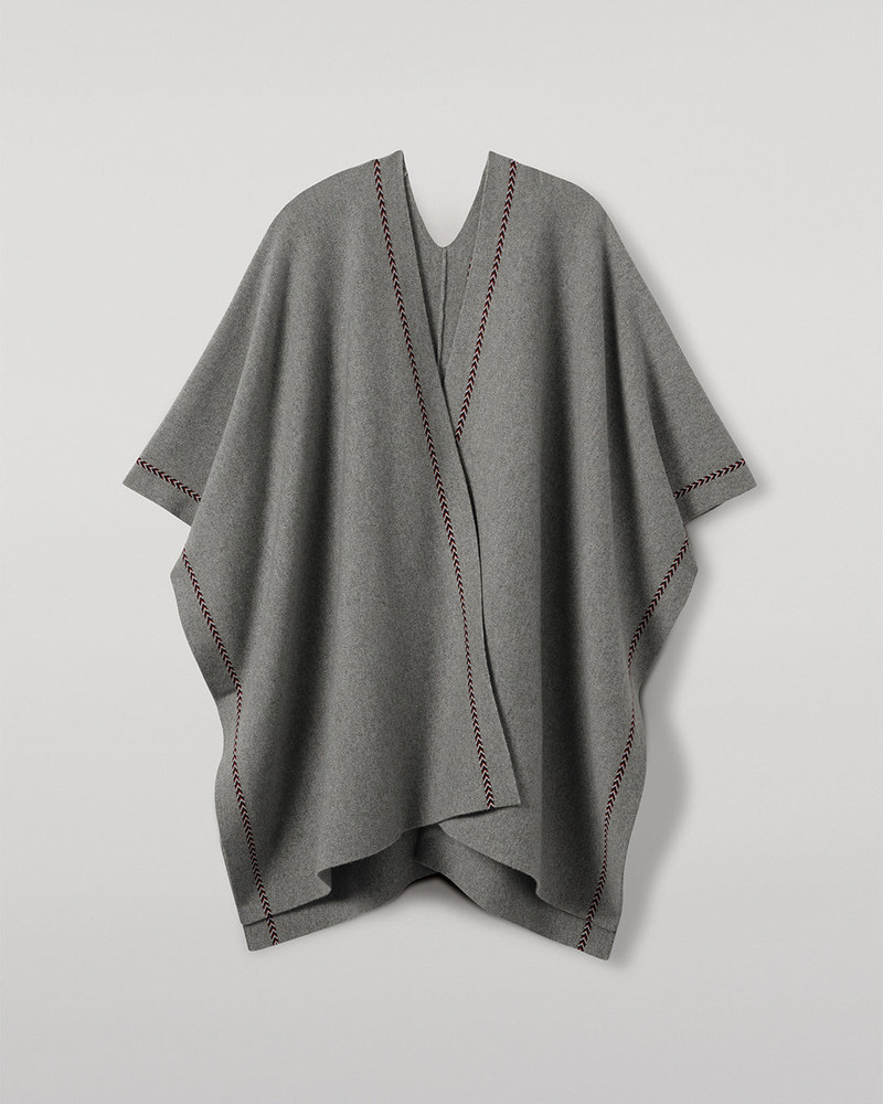 Hawk Light Grey Cashmere Poncho 1
