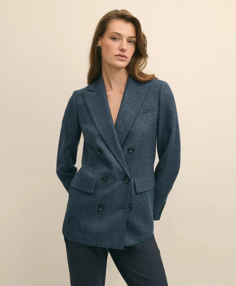 Wool Plaid Double-Breasted Jacket - 1