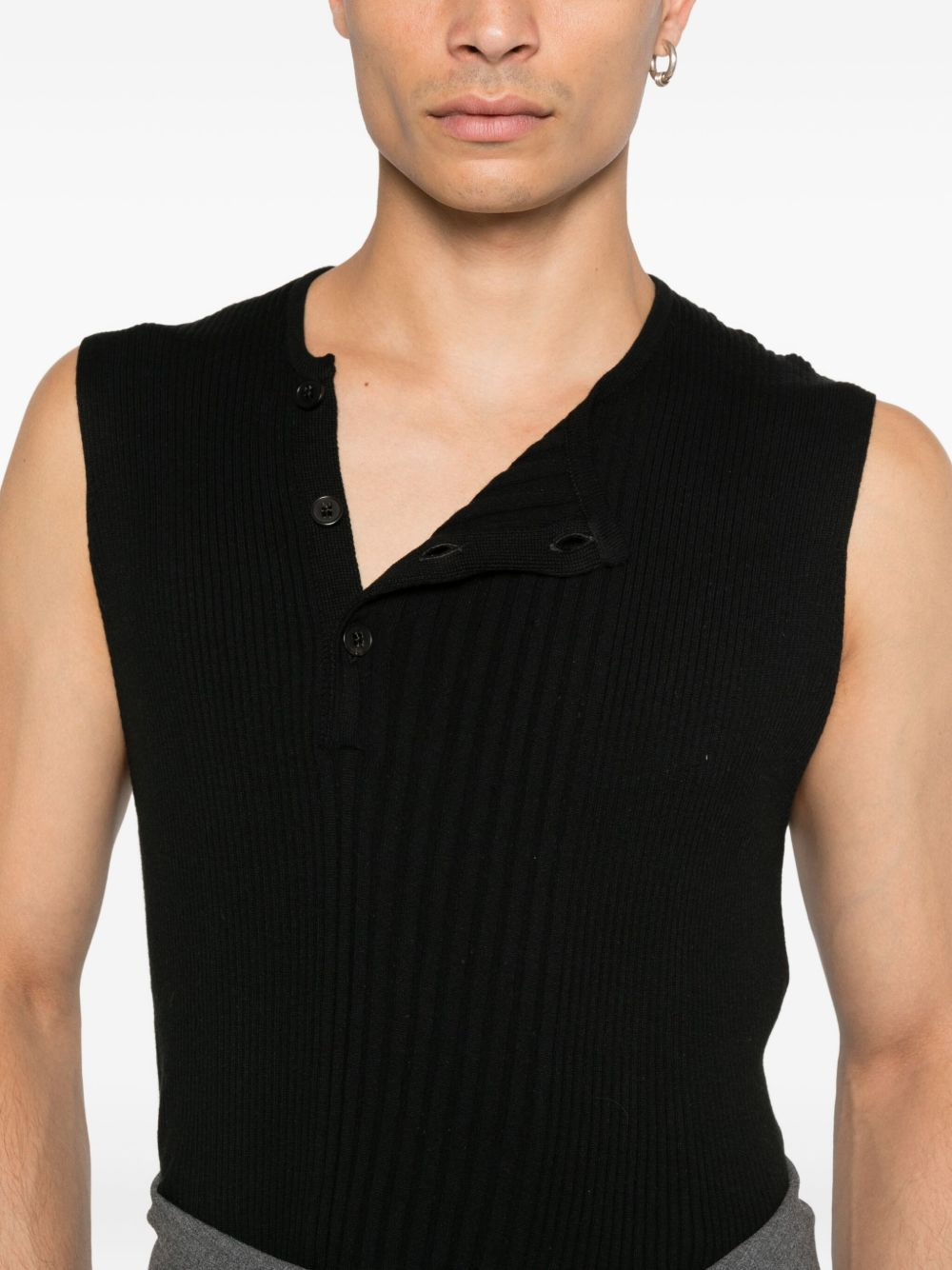 Tegan ribbed button-placket vest - 5