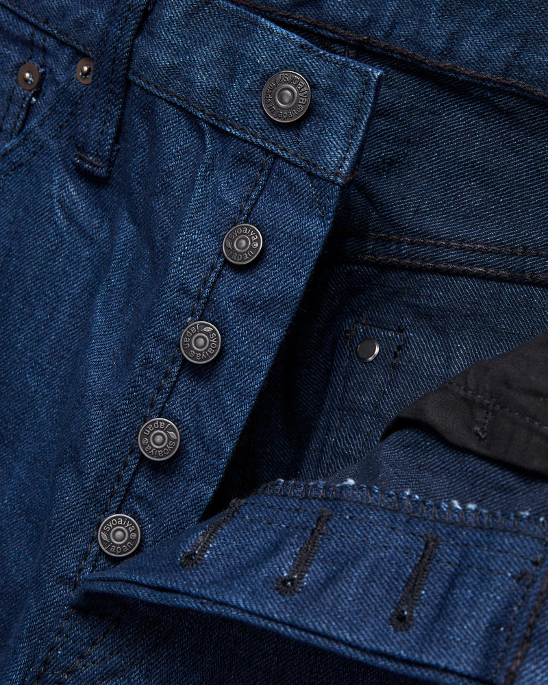 "Oceanic Indigo x Black" 14oz Rinsed Selvedge Denim - Relaxed Tapered Fit 6