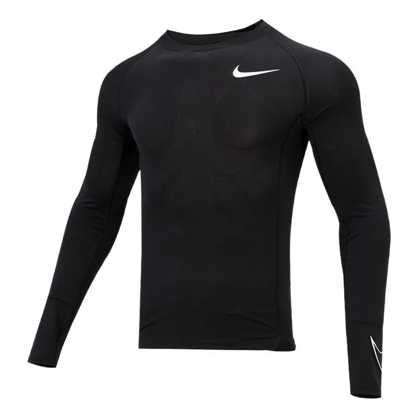 Men's Nike Pro Dri-fit Athleisure Casual Sports Round Neck Breathable Long Sleeves Black T-Shirt DD1 - 1