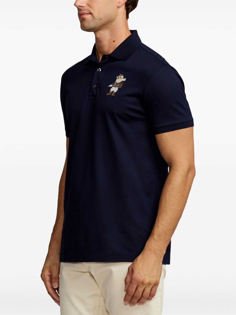 Teddy Bear-embroidered cotton polo shirt - 4
