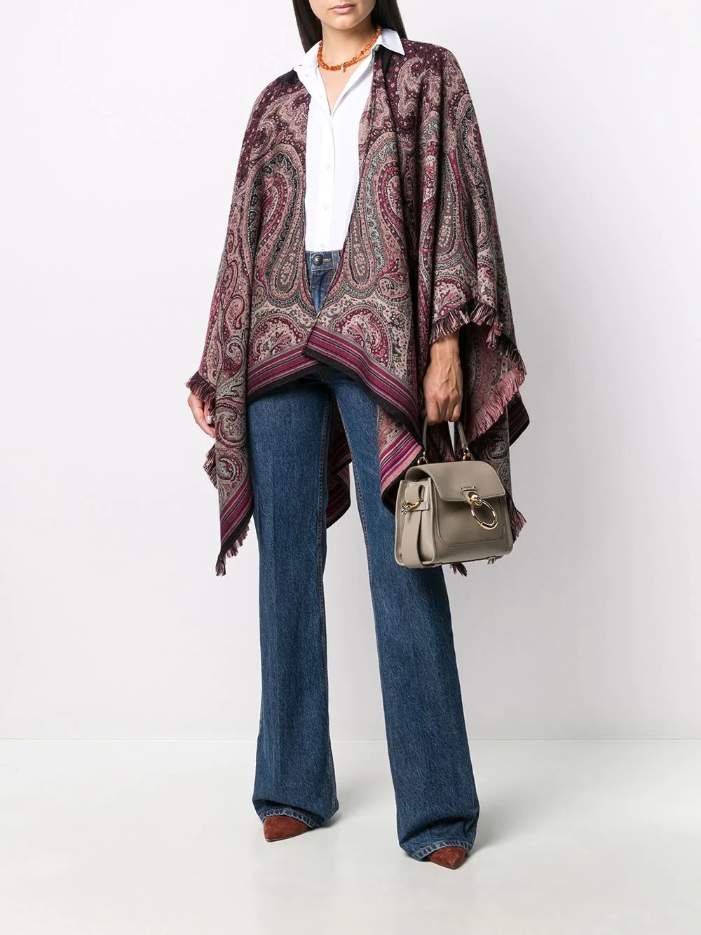 paisley-print frayed poncho - 2