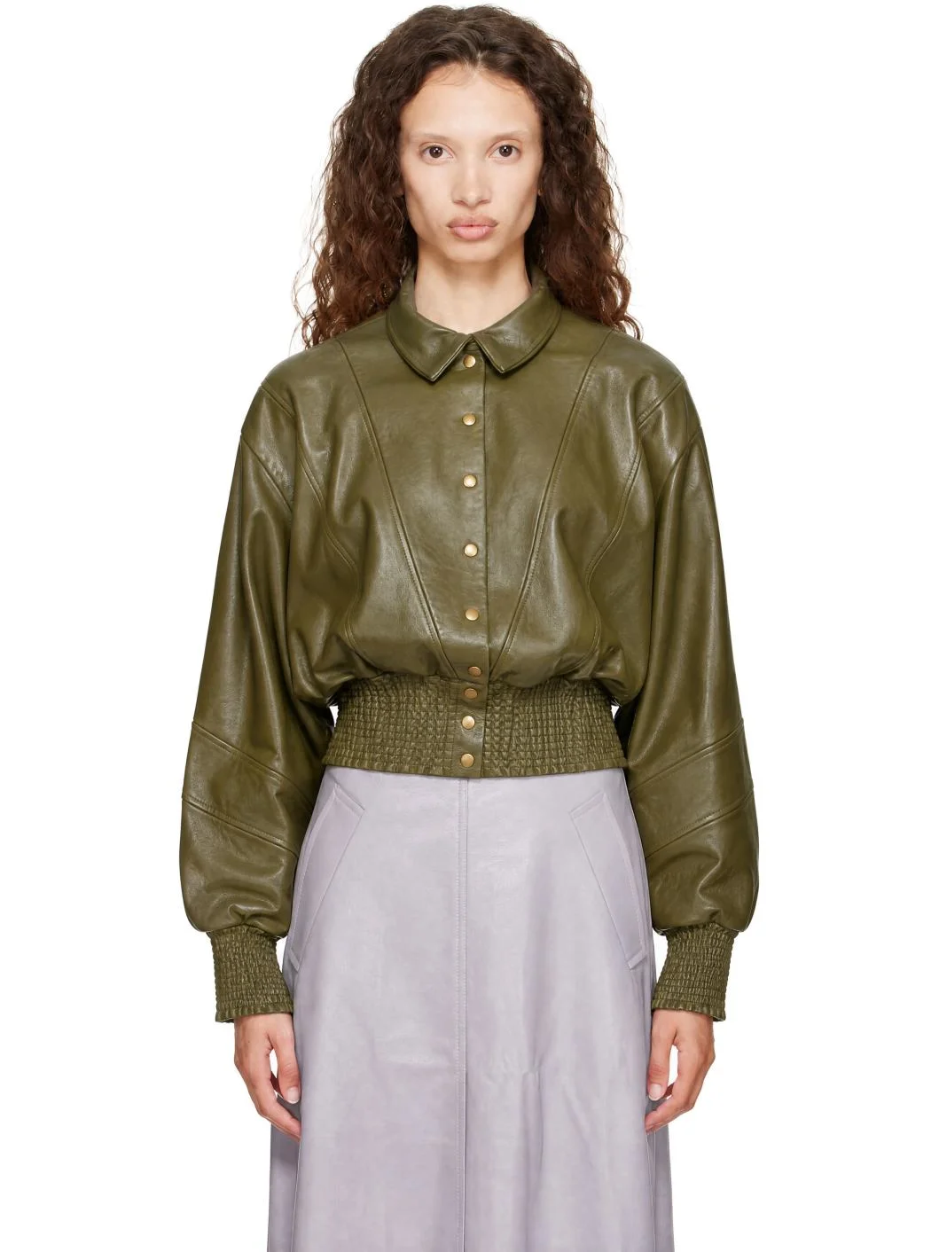Green Sandy Leather Jacket - 1