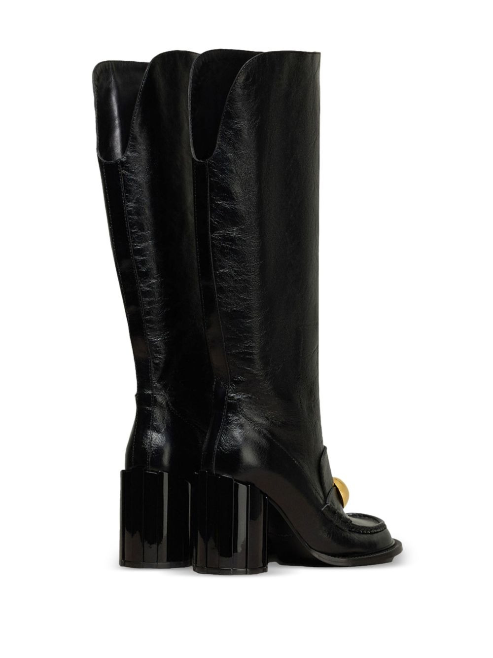90mm stud-embellished leather knee-high boots - 3
