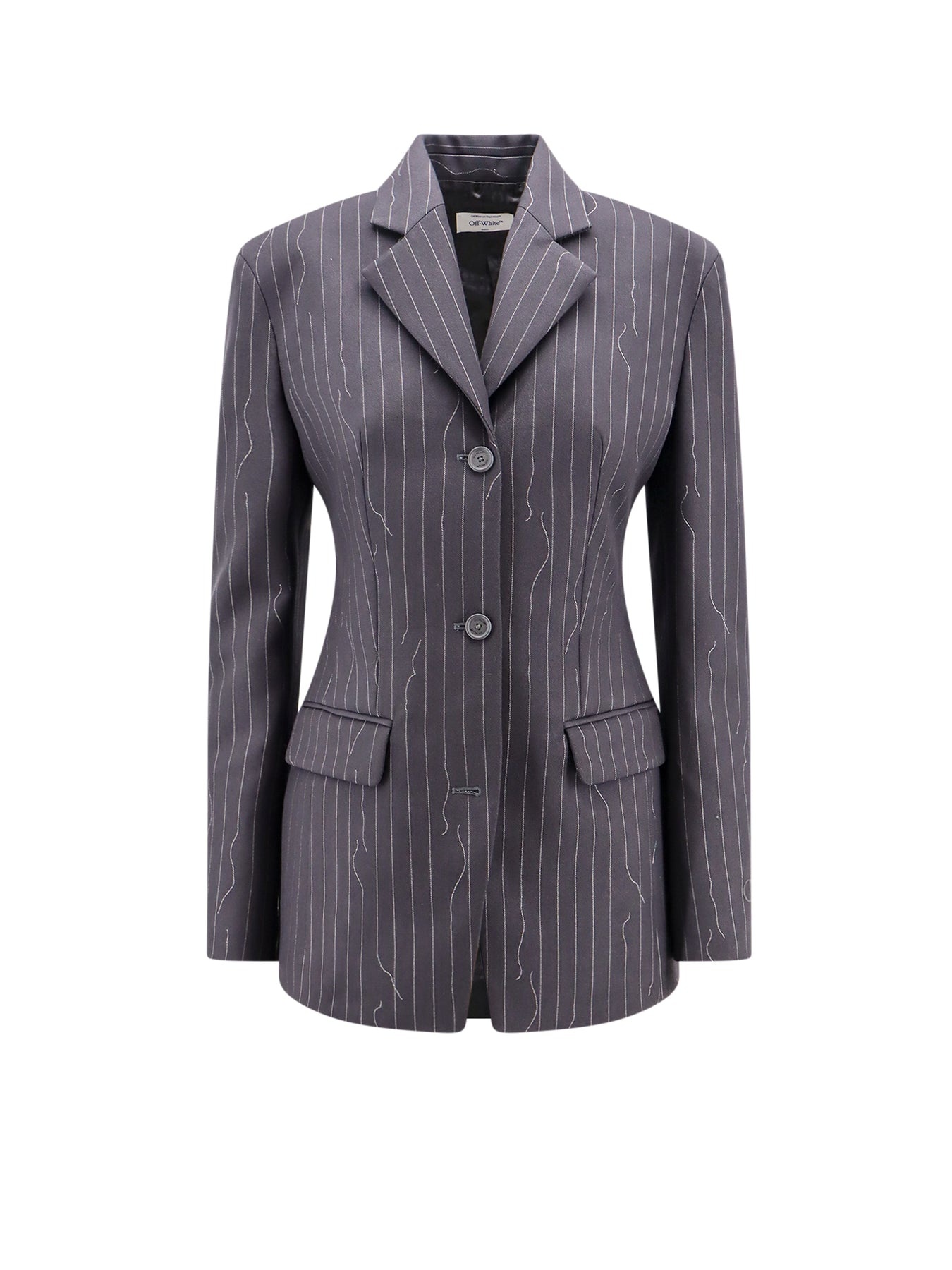 Pinstripe fabric blazer with shoulder pads - 1