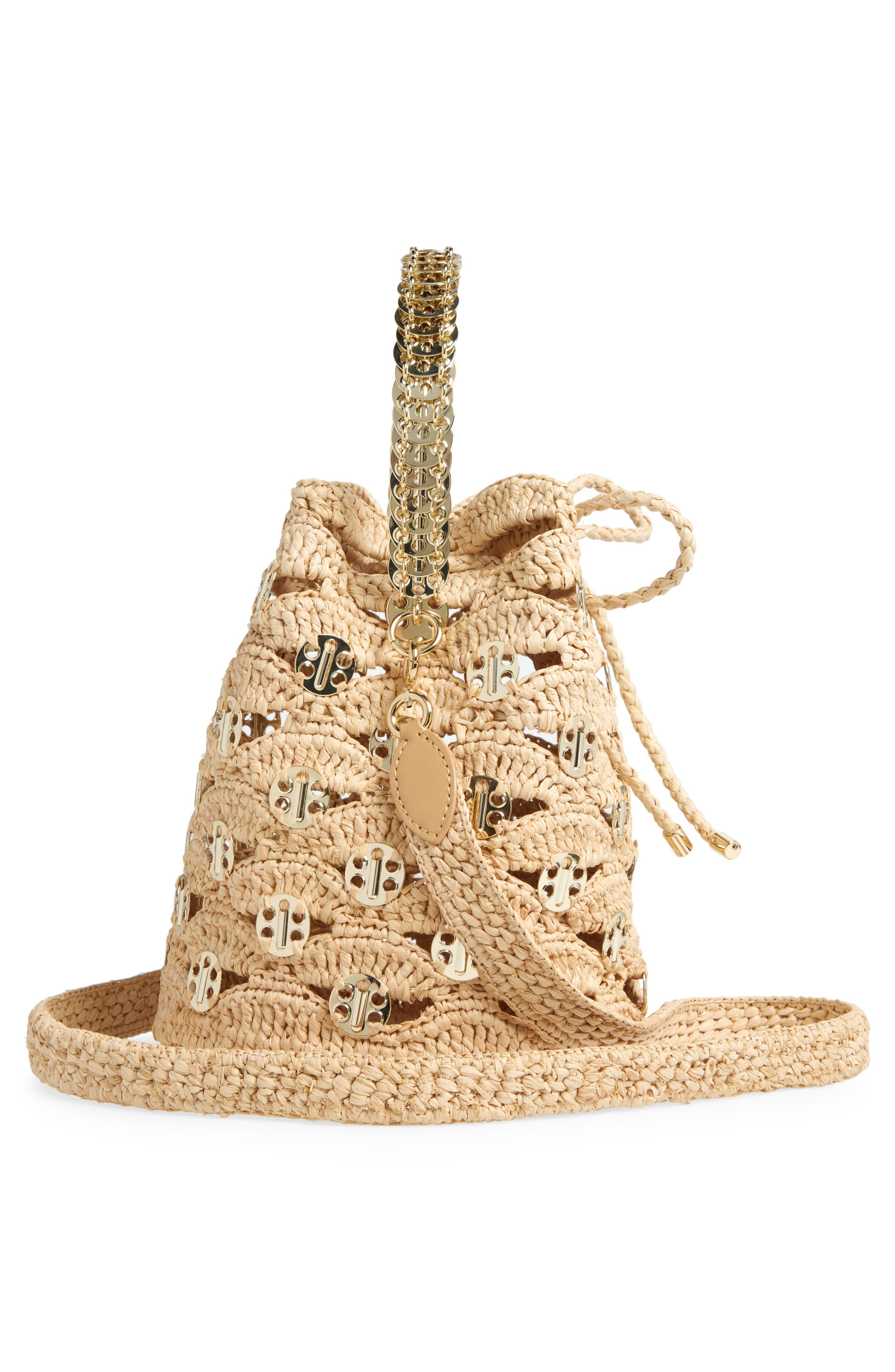 Rabanne Paco Wave Raffia Bucket Bag in Natural /Light Gold at Nordstrom - 6