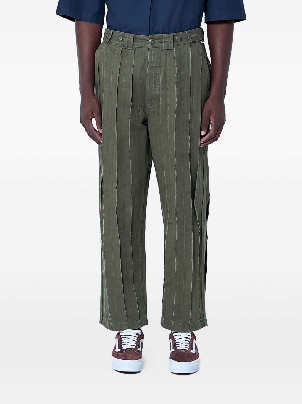 panelled cotton trousers - 1