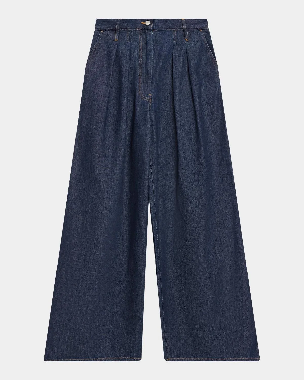High-Rise Pleated Wide-Leg Jeans - 1