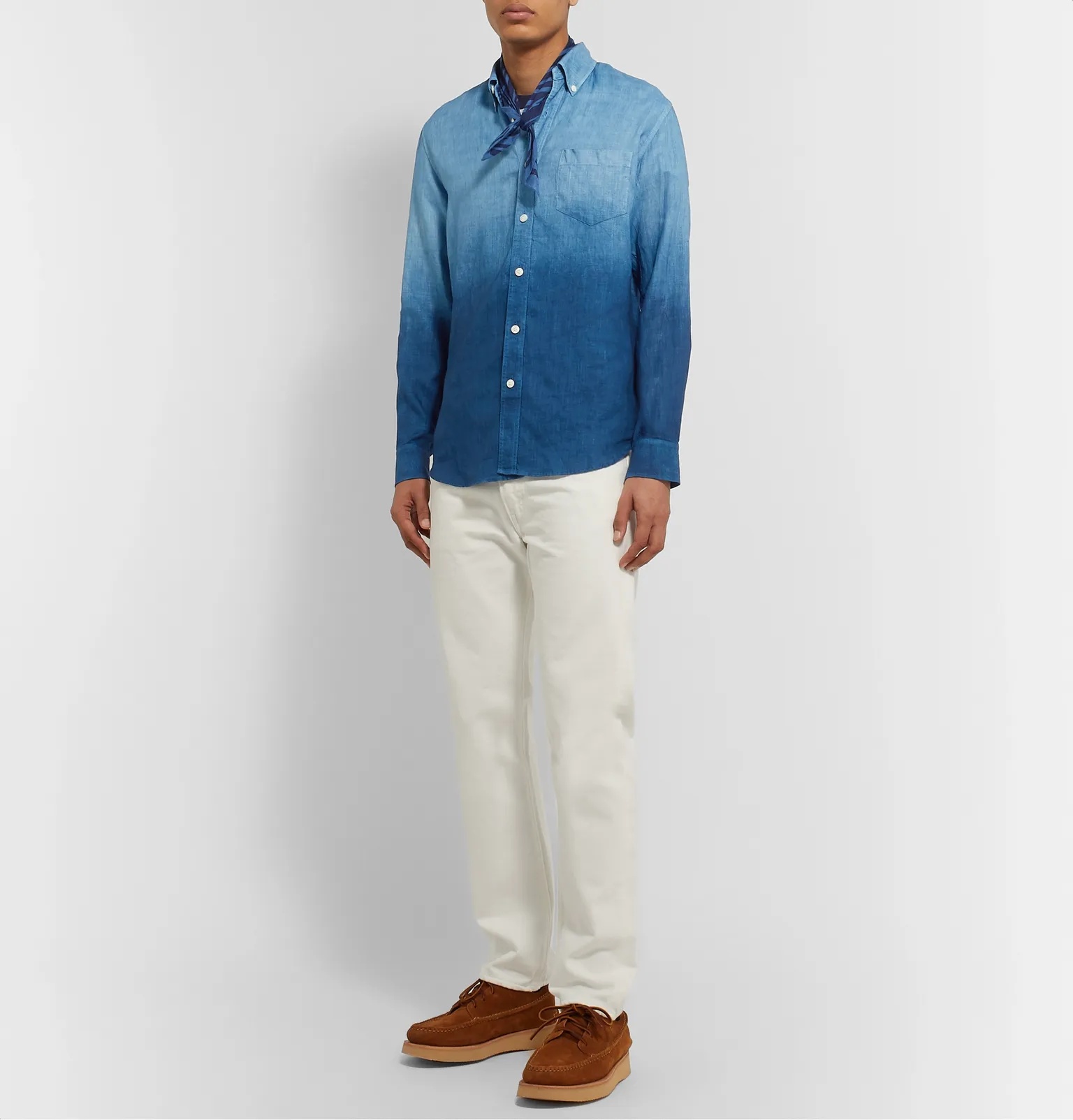 Slim-Fit Indigo-Dyed Two-Tone Linen-Chambray Shirt - 2