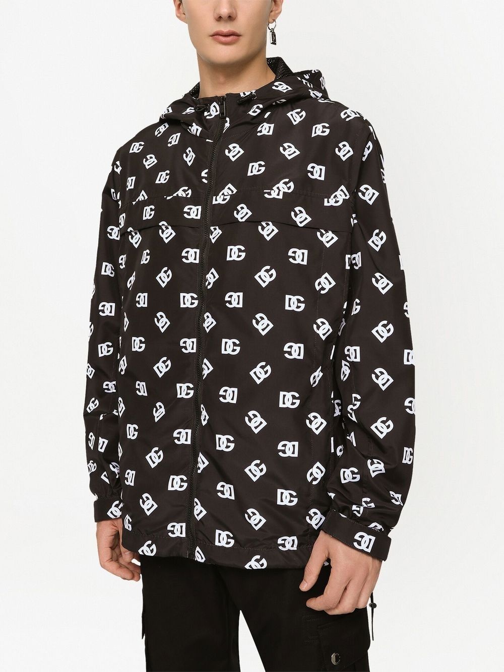 monogram-print zip-up hoodie - 5