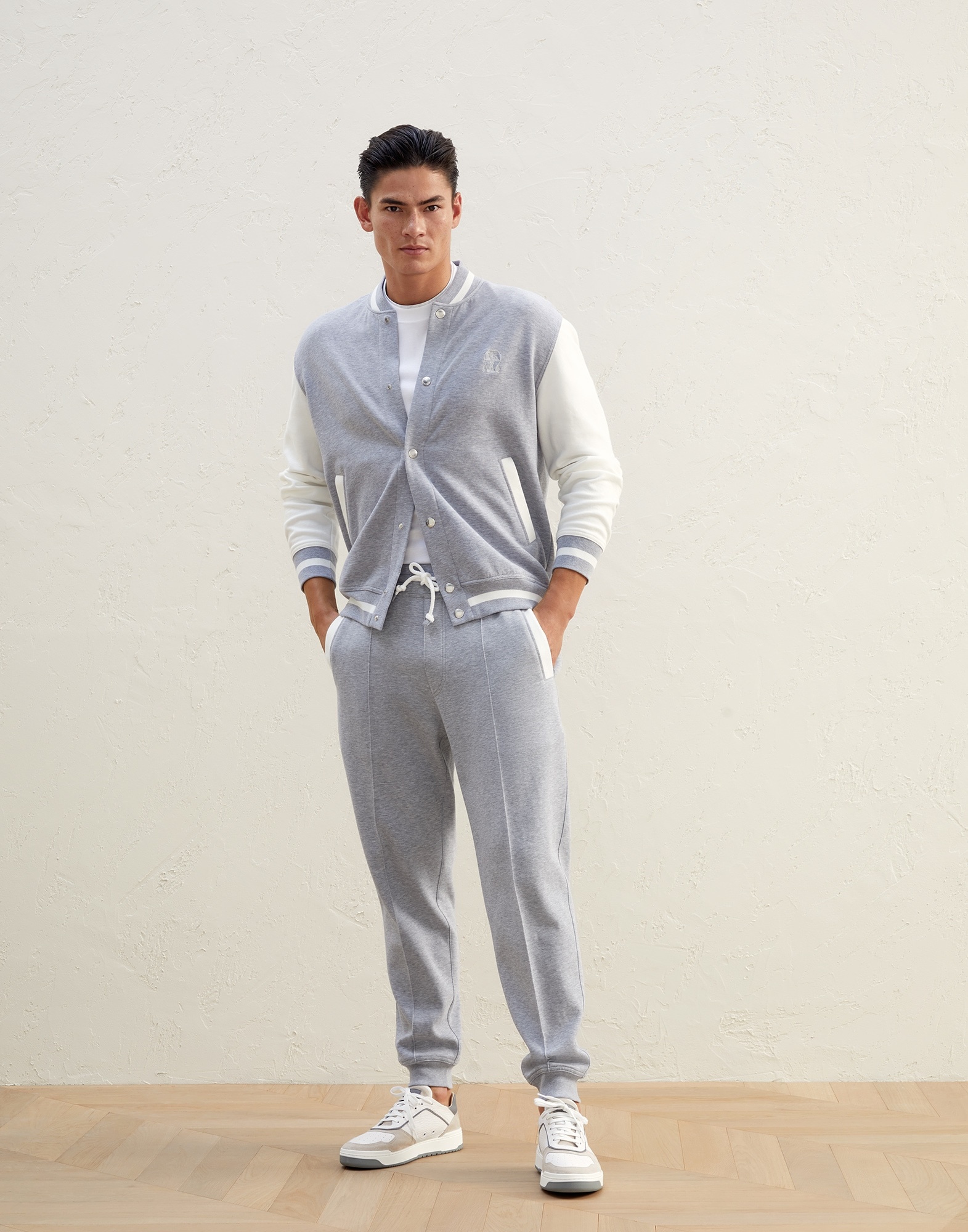 Techno cotton French terry trousers with contrast details and elasticated cuffs - 4