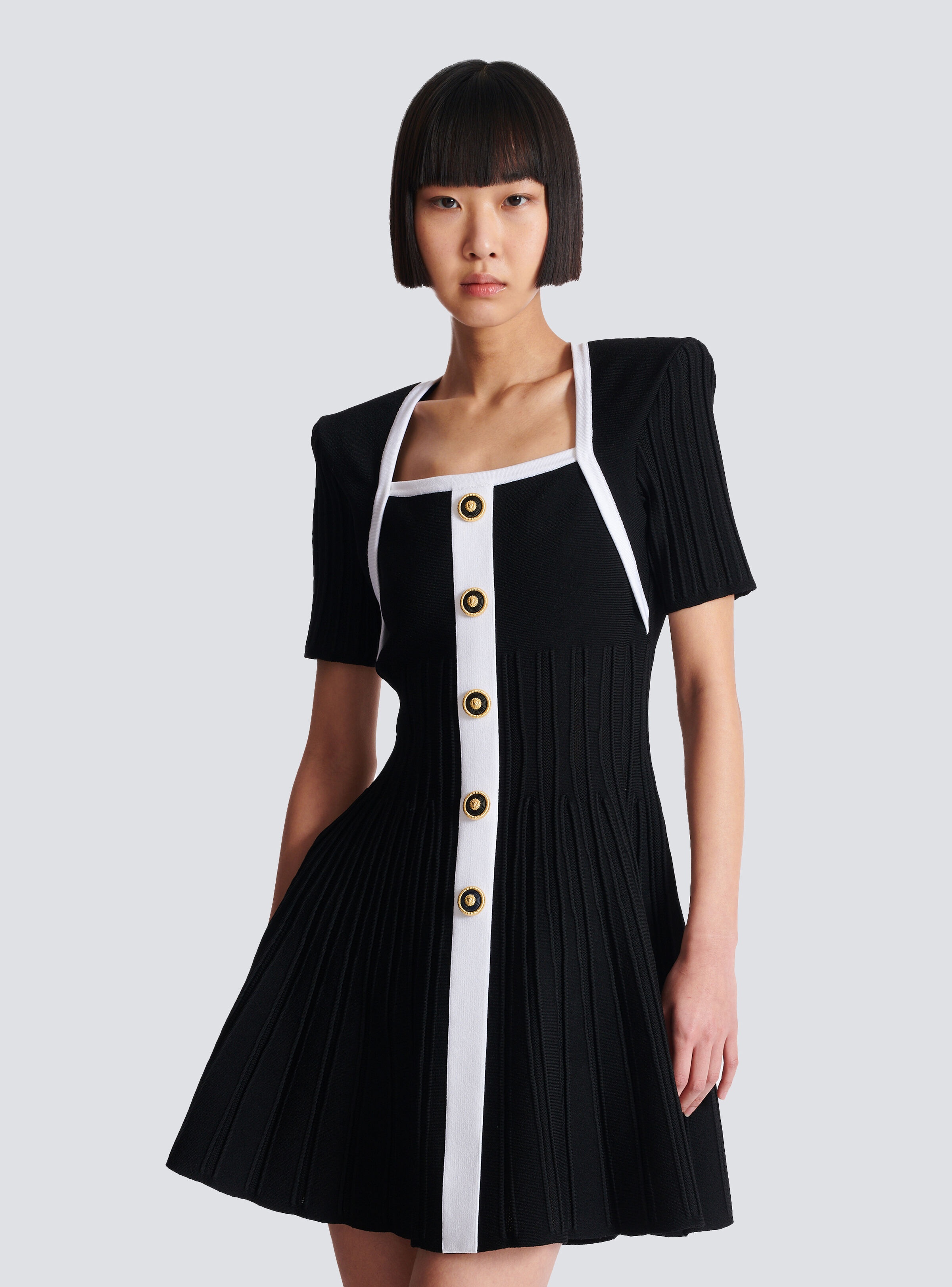 Two-tone A-line knit dress - 6