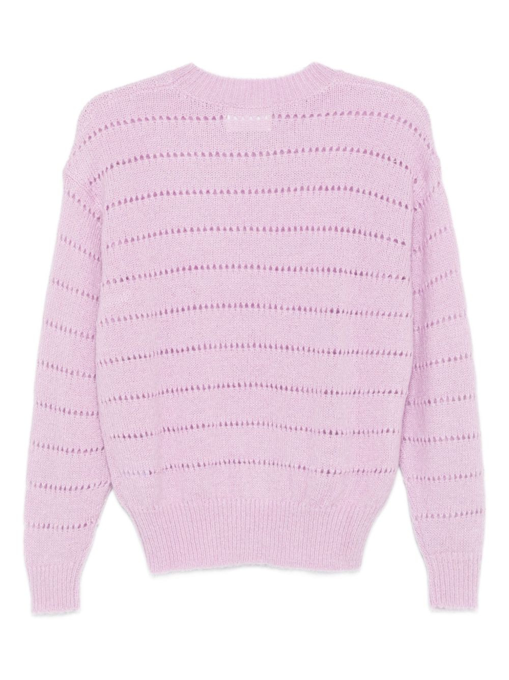 striped perforated-detail sweater - 2