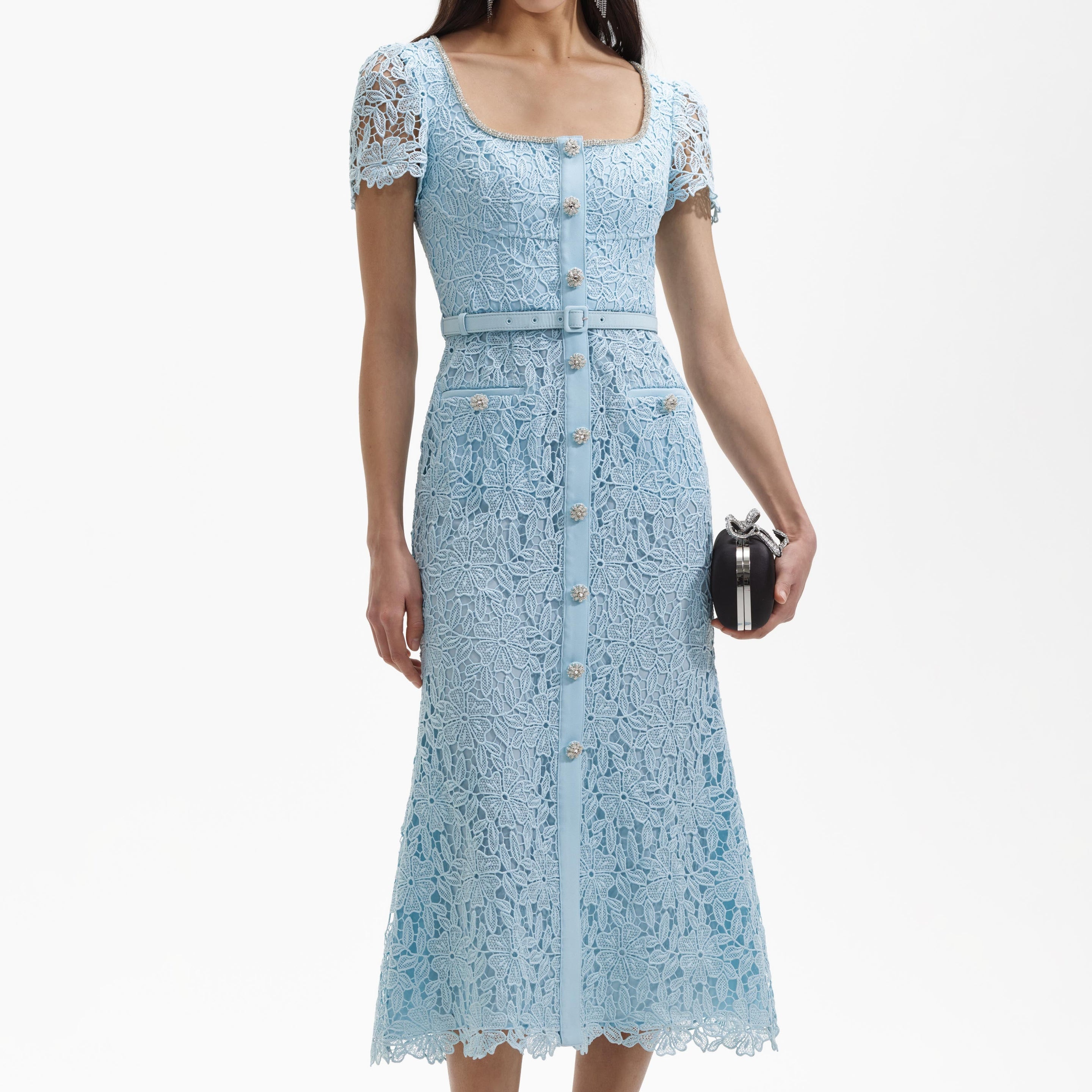 ♦SELF PORTRAIT♦ディアマンテミディドレス self-portrait Blue Lace Diamante Midi Dress | REVERSIBLE