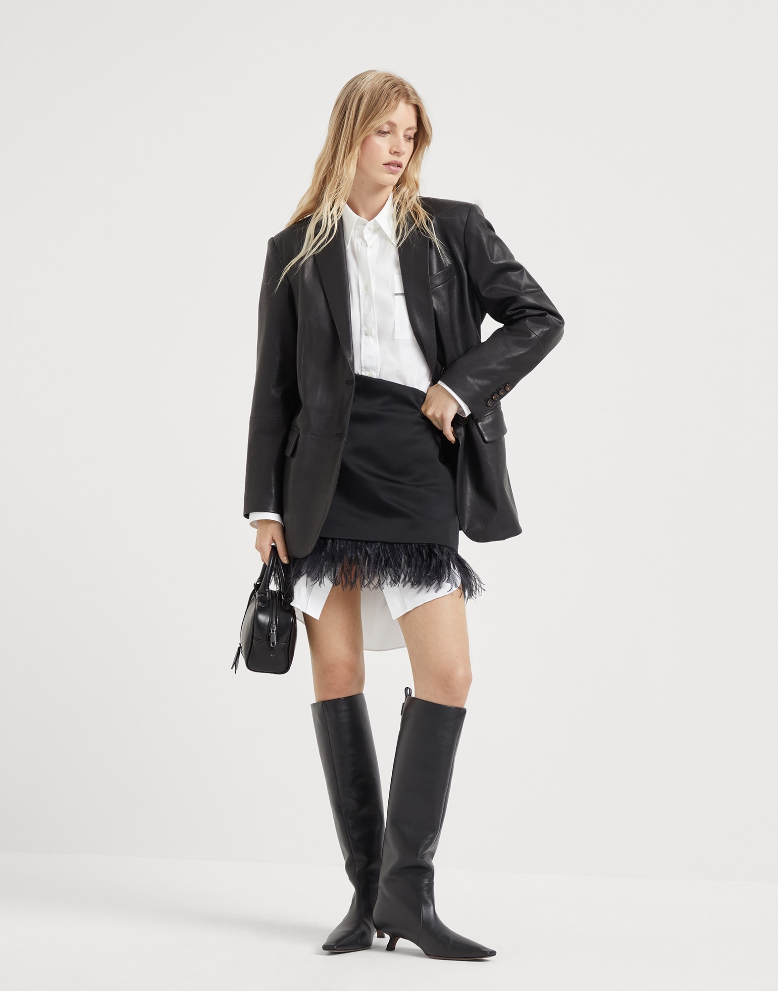 Natural leather blazer with monili - 5