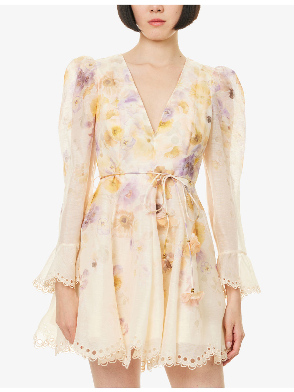 Memento Embroidered Linen And Silk Mini Dress - 3
