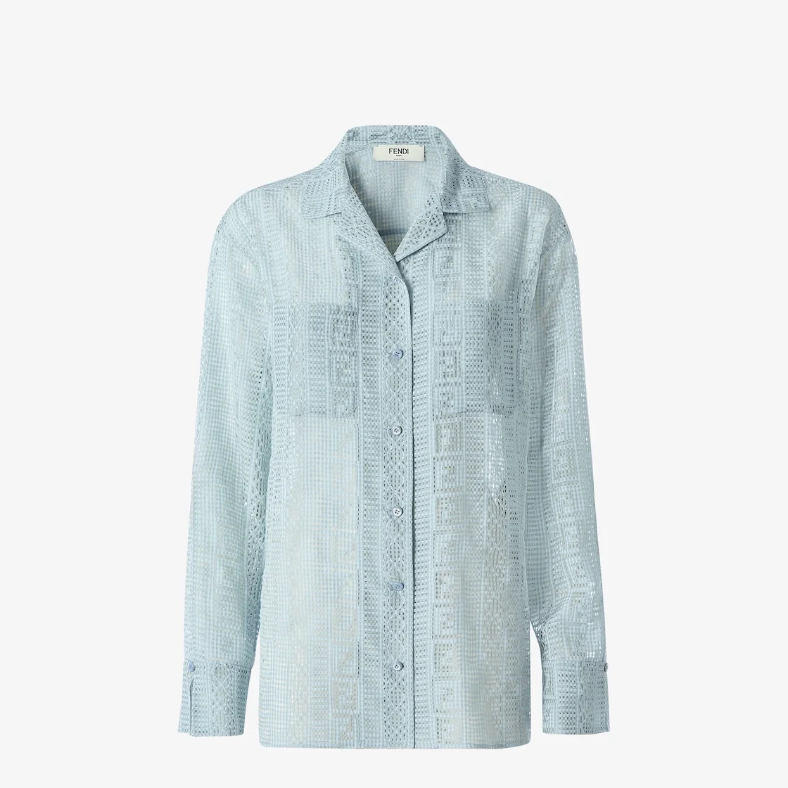 Shirt Light blue silk blend burnout shirt - 1