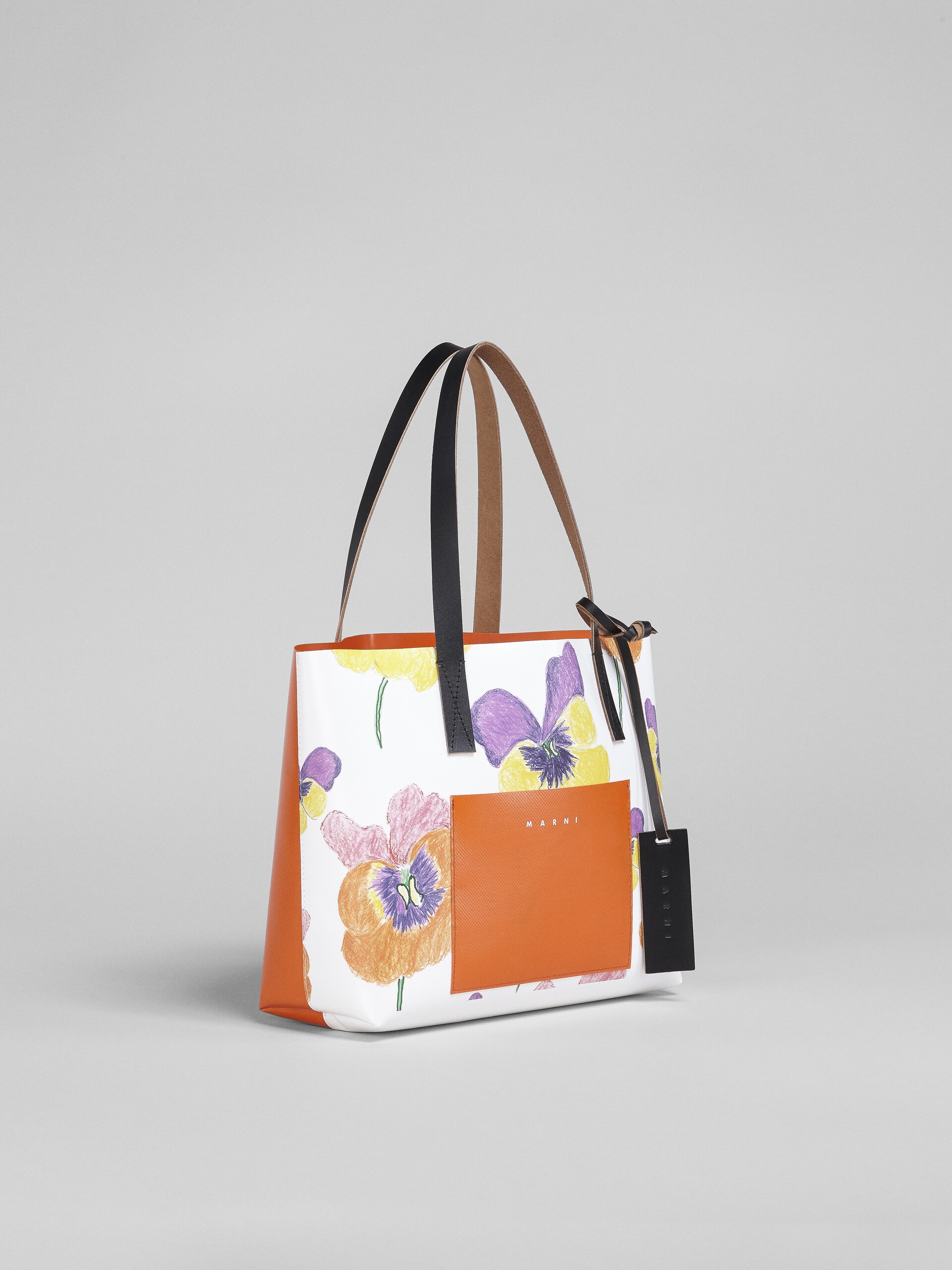 PANSIES PRINT ORANGE SHOPPING BAG - 6